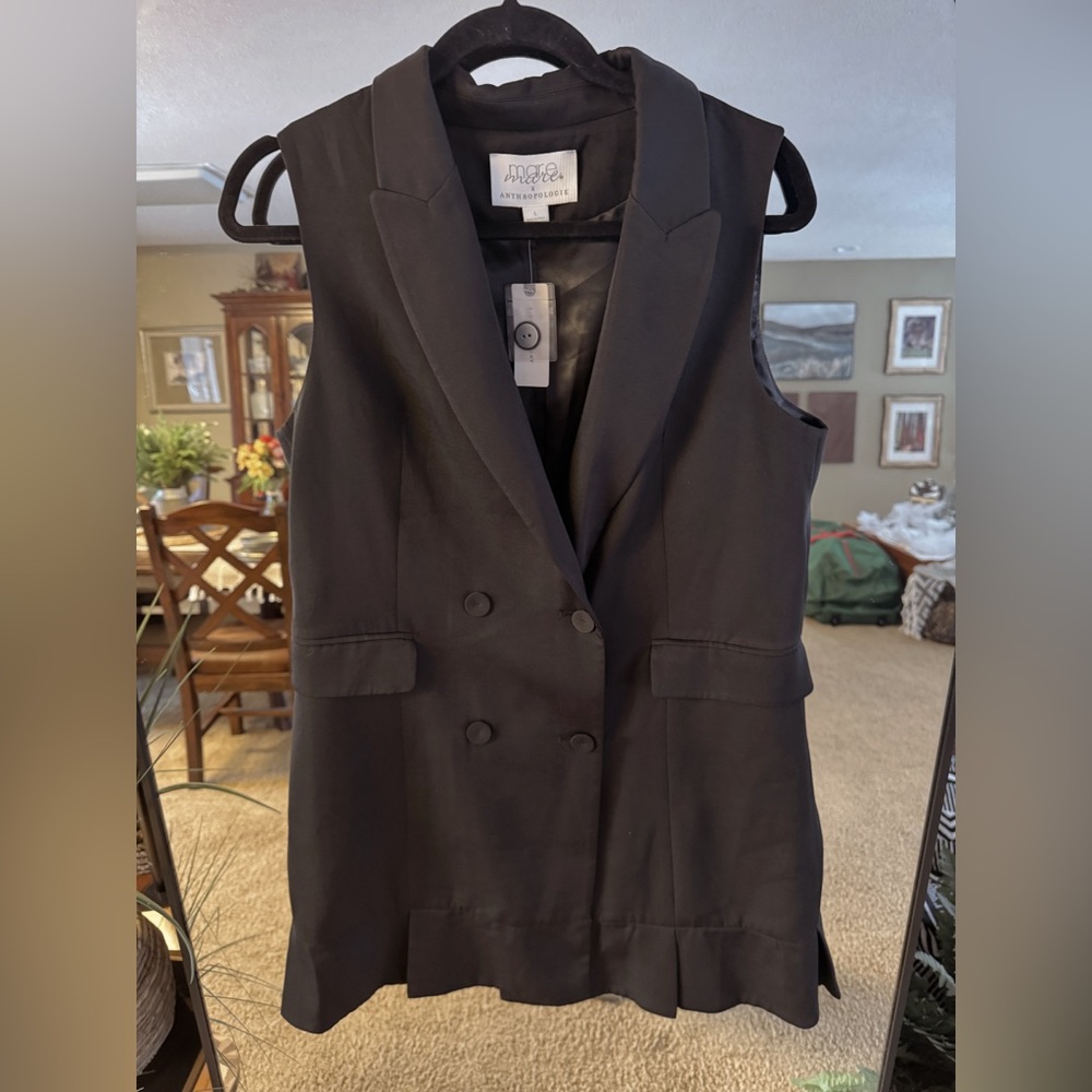 Anthropology Black Sleeveless Blazer Dress. New with tags. Size large.